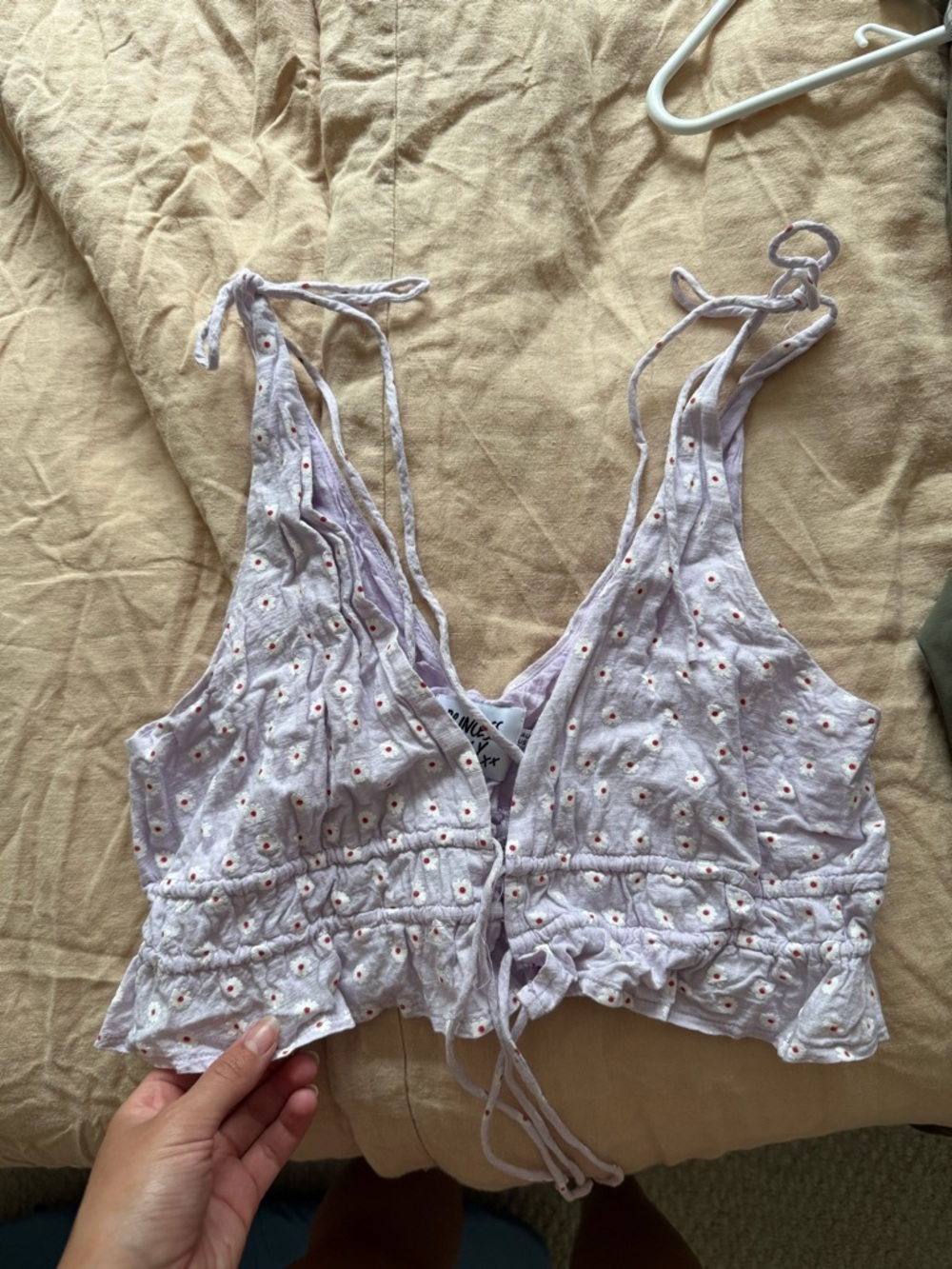 Princess Polly Light Purple Floral Tie-Front Tank Top